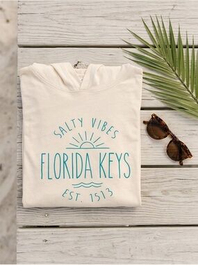 Florida Keys 'Salty Vibes' Cream Hoodie